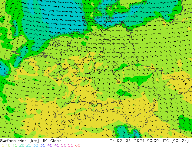 Surface wind UK-Global Th 02.05.2024 00 UTC