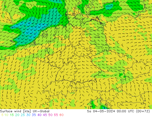 Surface wind UK-Global So 04.05.2024 00 UTC