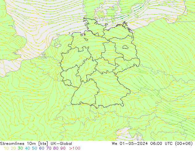 Stromlinien 10m UK-Global Mi 01.05.2024 06 UTC