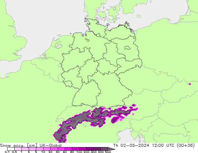 Totale sneeuw UK-Global do 02.05.2024 12 UTC