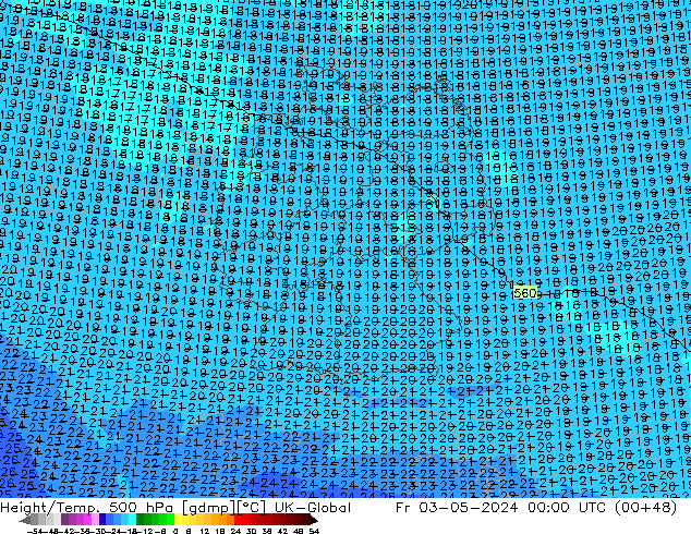 Height/Temp. 500 hPa UK-Global Fr 03.05.2024 00 UTC