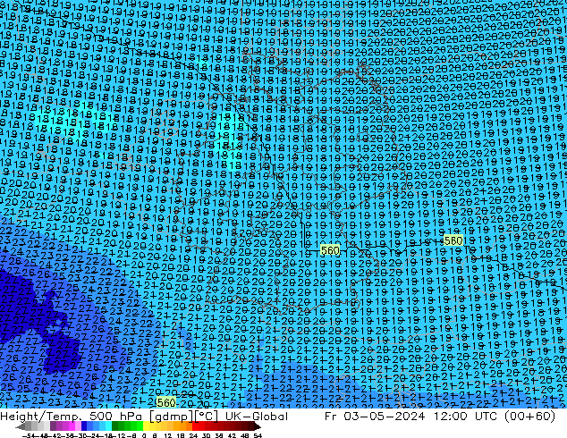 Geop./Temp. 500 hPa UK-Global vie 03.05.2024 12 UTC