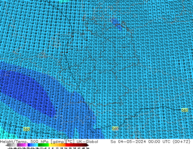 Height/Temp. 500 hPa UK-Global  04.05.2024 00 UTC