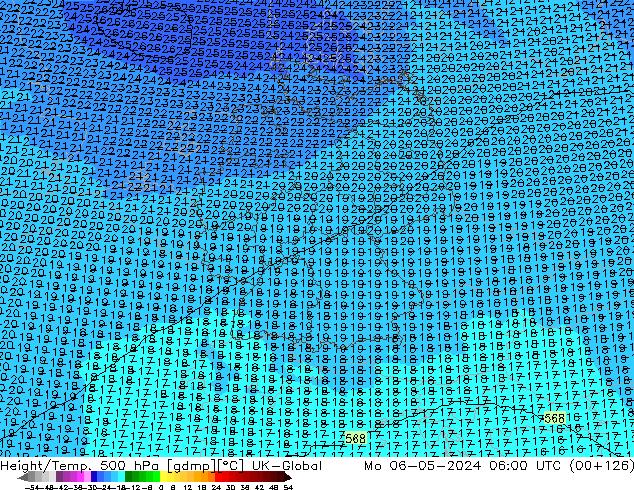 Height/Temp. 500 hPa UK-Global  06.05.2024 06 UTC