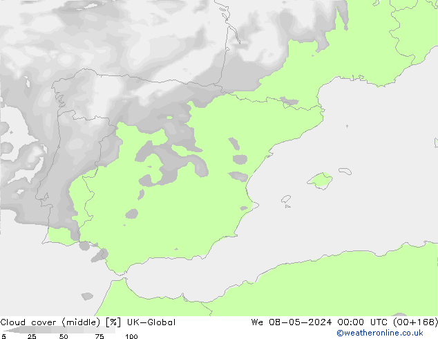 Cloud cover (middle) UK-Global We 08.05.2024 00 UTC