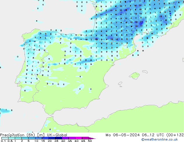 Precipitazione (6h) UK-Global lun 06.05.2024 12 UTC