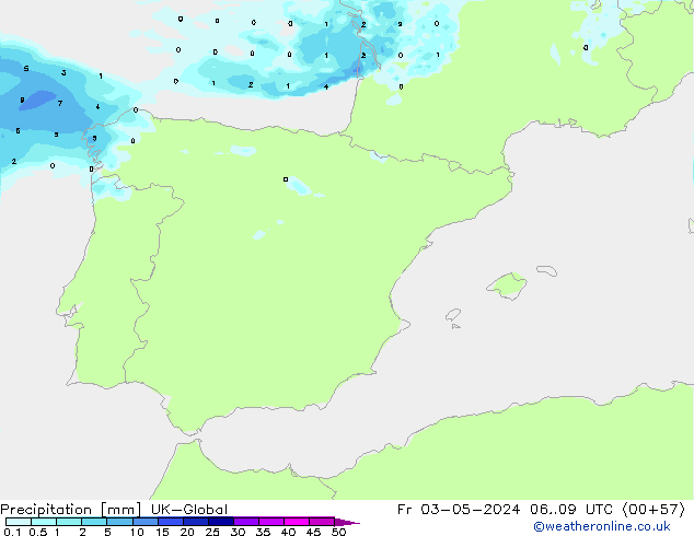 Precipitazione UK-Global ven 03.05.2024 09 UTC