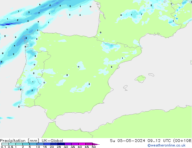 Précipitation UK-Global dim 05.05.2024 12 UTC