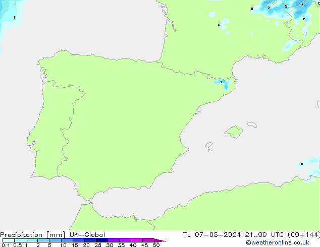 Srážky UK-Global Út 07.05.2024 00 UTC