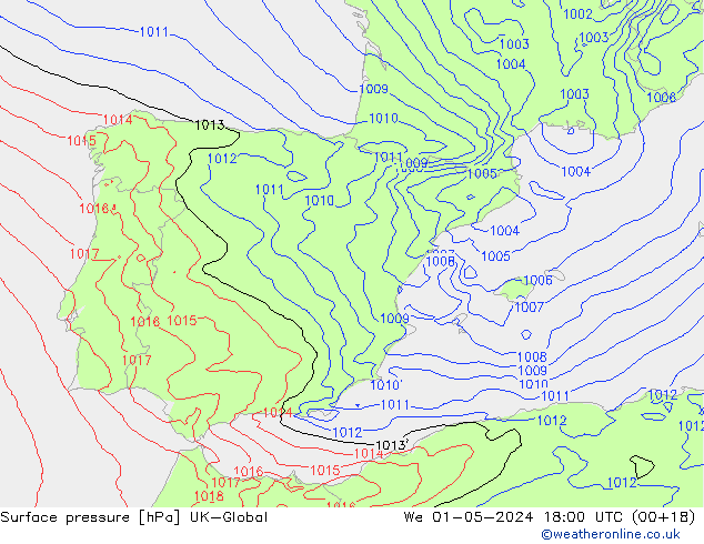 приземное давление UK-Global ср 01.05.2024 18 UTC