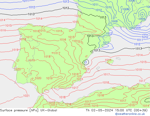 приземное давление UK-Global чт 02.05.2024 15 UTC