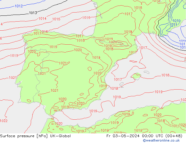 pression de l'air UK-Global ven 03.05.2024 00 UTC