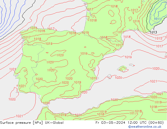 Surface pressure UK-Global Fr 03.05.2024 12 UTC