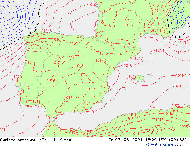 Surface pressure UK-Global Fr 03.05.2024 15 UTC