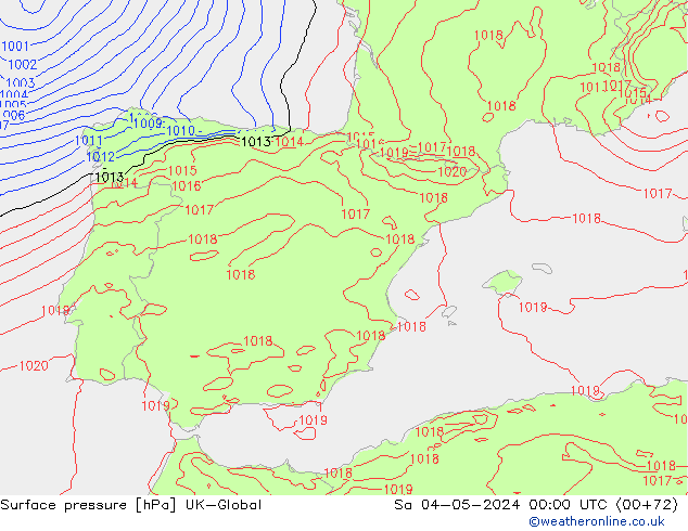 Surface pressure UK-Global Sa 04.05.2024 00 UTC