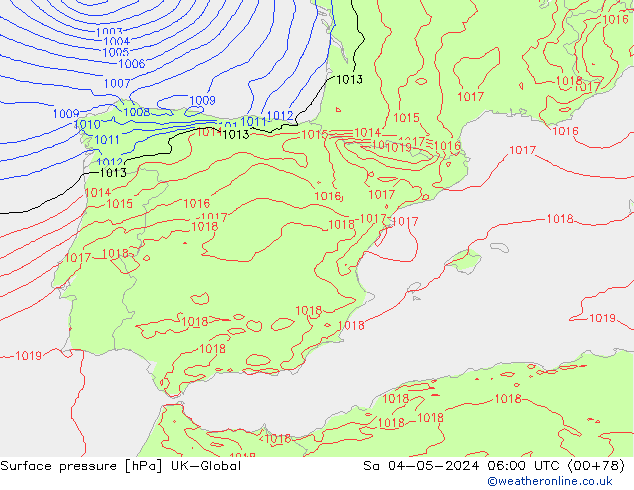 Luchtdruk (Grond) UK-Global za 04.05.2024 06 UTC