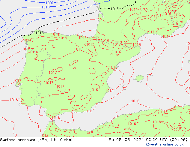 Surface pressure UK-Global Su 05.05.2024 00 UTC