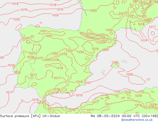 Surface pressure UK-Global We 08.05.2024 00 UTC