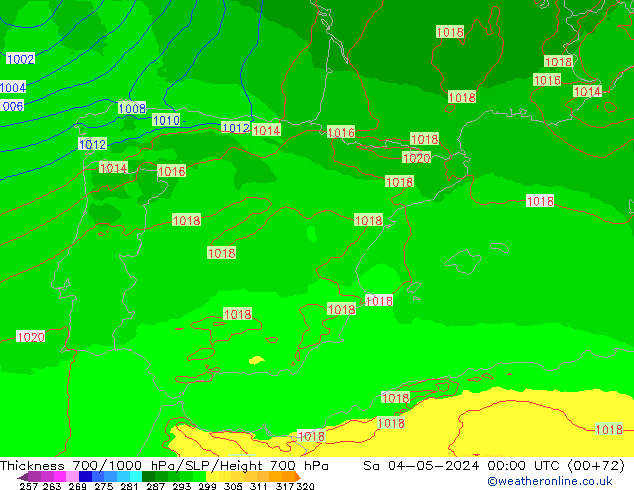 Thck 700-1000 hPa UK-Global Sa 04.05.2024 00 UTC