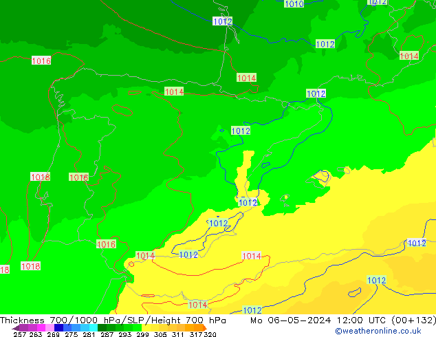 Thck 700-1000 hPa UK-Global Mo 06.05.2024 12 UTC