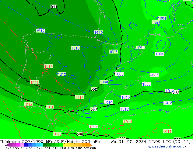 Thck 500-1000гПа UK-Global ср 01.05.2024 12 UTC