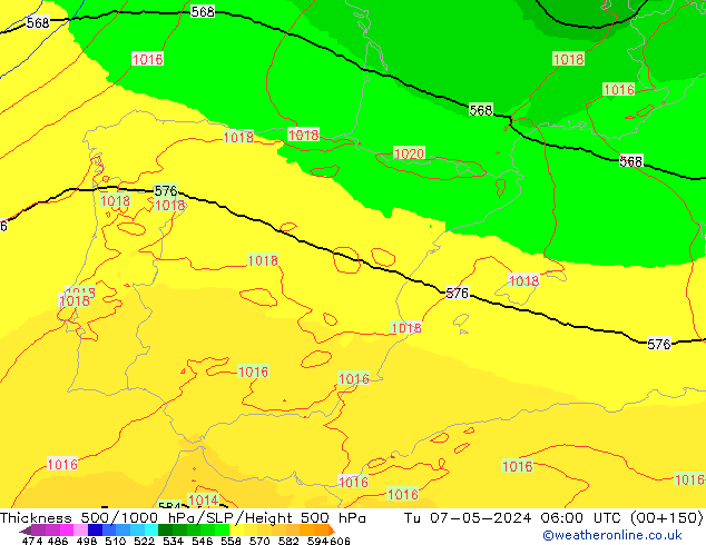 Thck 500-1000hPa UK-Global wto. 07.05.2024 06 UTC