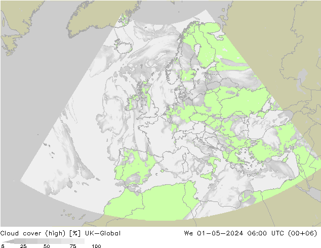 Nuages (élevé) UK-Global mer 01.05.2024 06 UTC