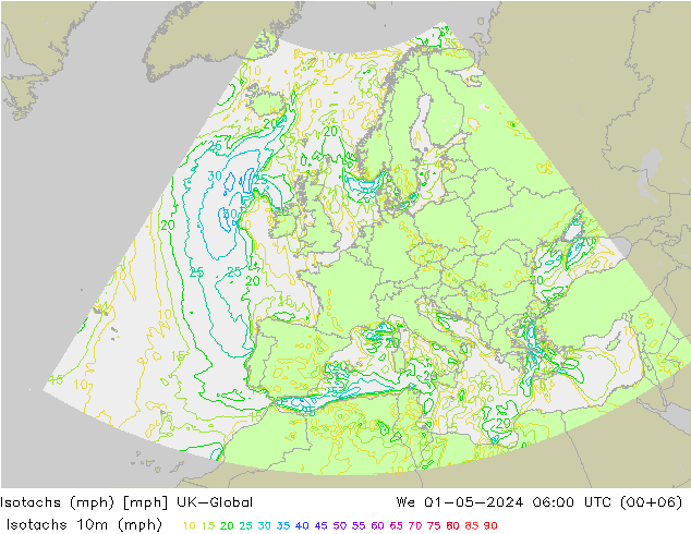 Isotachs (mph) UK-Global We 01.05.2024 06 UTC