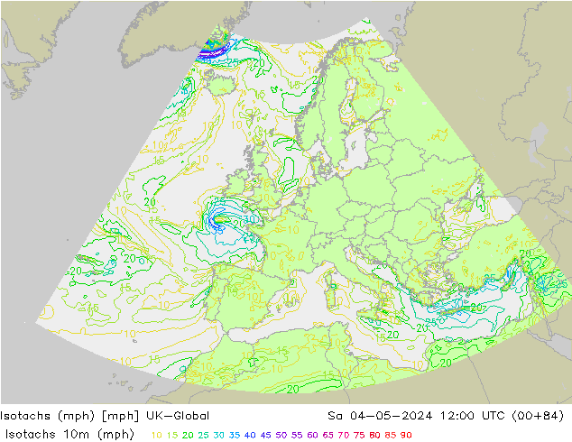 Isotachs (mph) UK-Global  04.05.2024 12 UTC