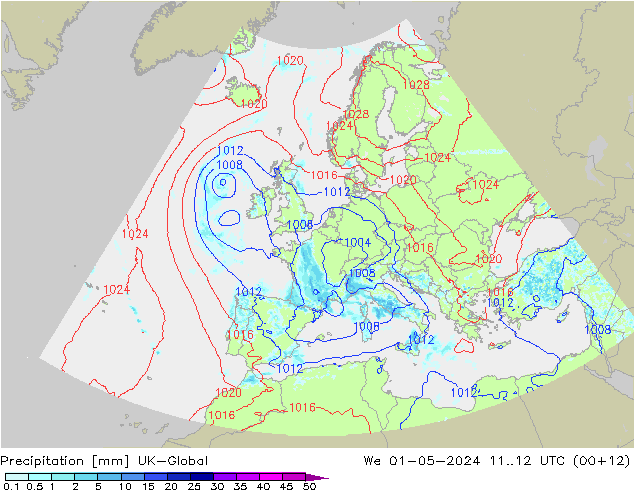 Precipitazione UK-Global mer 01.05.2024 12 UTC