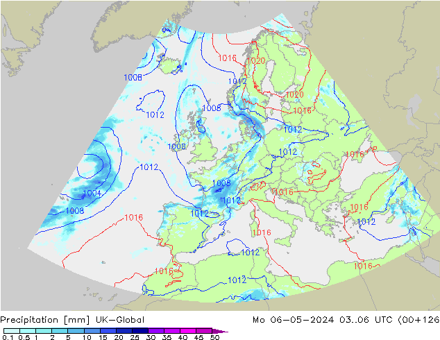 Precipitation UK-Global Mo 06.05.2024 06 UTC