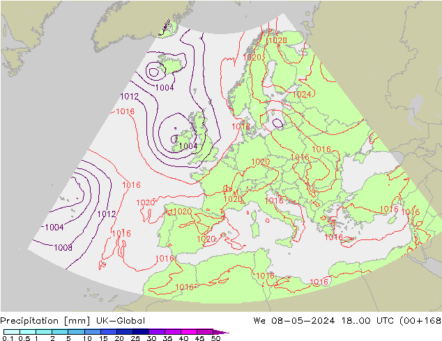 Yağış UK-Global Çar 08.05.2024 00 UTC