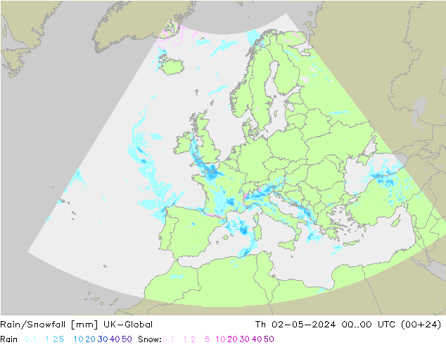 Regen/Schneefall UK-Global Do 02.05.2024 00 UTC