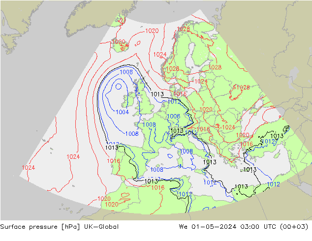 Surface pressure UK-Global We 01.05.2024 03 UTC