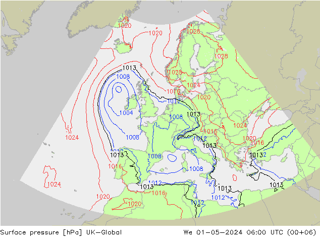 Yer basıncı UK-Global Çar 01.05.2024 06 UTC