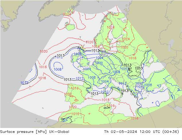 приземное давление UK-Global чт 02.05.2024 12 UTC
