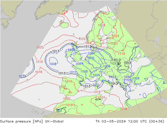 Surface pressure UK-Global Th 02.05.2024 12 UTC