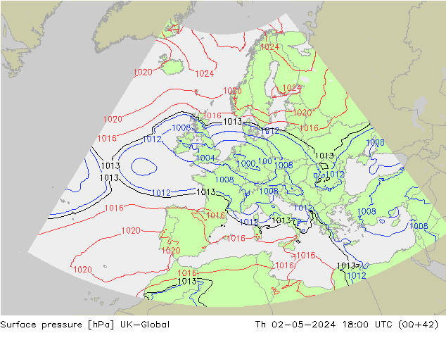 Surface pressure UK-Global Th 02.05.2024 18 UTC