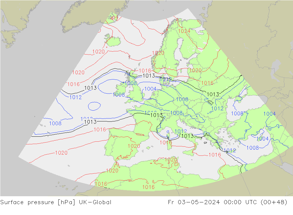 Luchtdruk (Grond) UK-Global vr 03.05.2024 00 UTC