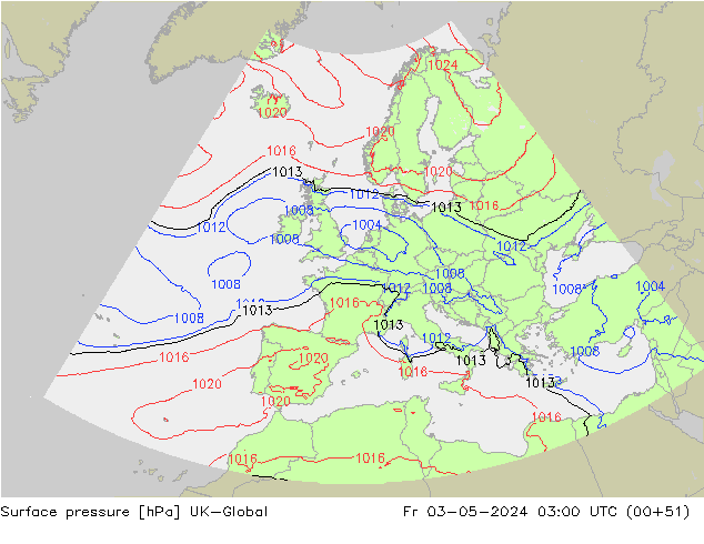 Surface pressure UK-Global Fr 03.05.2024 03 UTC