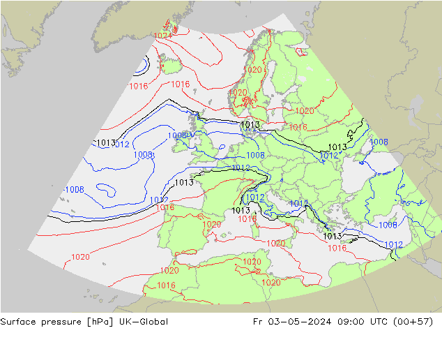 Surface pressure UK-Global Fr 03.05.2024 09 UTC