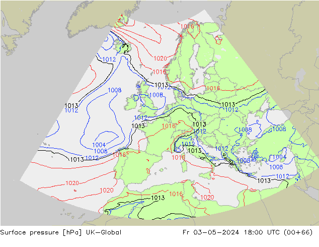 Surface pressure UK-Global Fr 03.05.2024 18 UTC