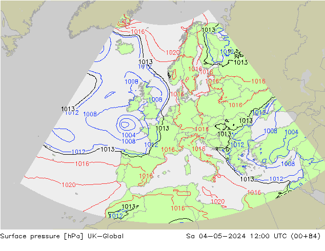 Surface pressure UK-Global Sa 04.05.2024 12 UTC