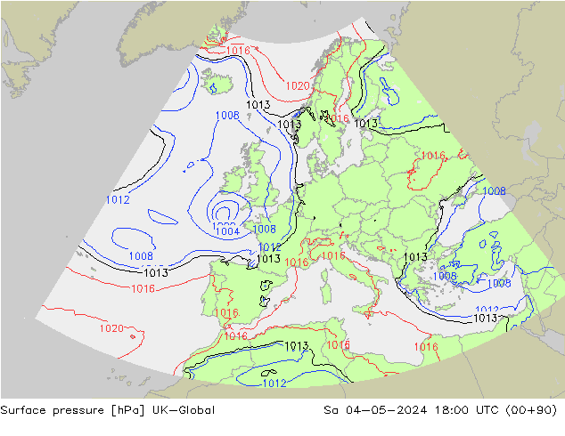 Surface pressure UK-Global Sa 04.05.2024 18 UTC