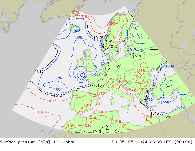 Presión superficial UK-Global dom 05.05.2024 00 UTC