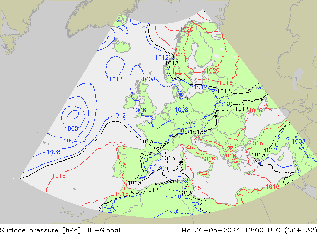 pressão do solo UK-Global Seg 06.05.2024 12 UTC