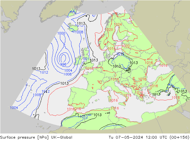 Surface pressure UK-Global Tu 07.05.2024 12 UTC