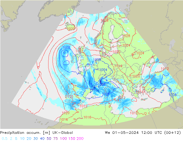 Precipitation accum. UK-Global We 01.05.2024 12 UTC