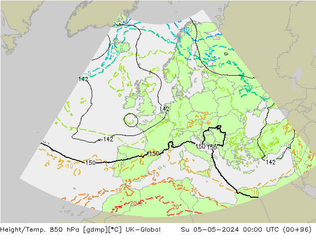 Height/Temp. 850 hPa UK-Global Su 05.05.2024 00 UTC