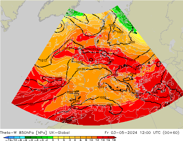 Theta-W 850hPa UK-Global vie 03.05.2024 12 UTC